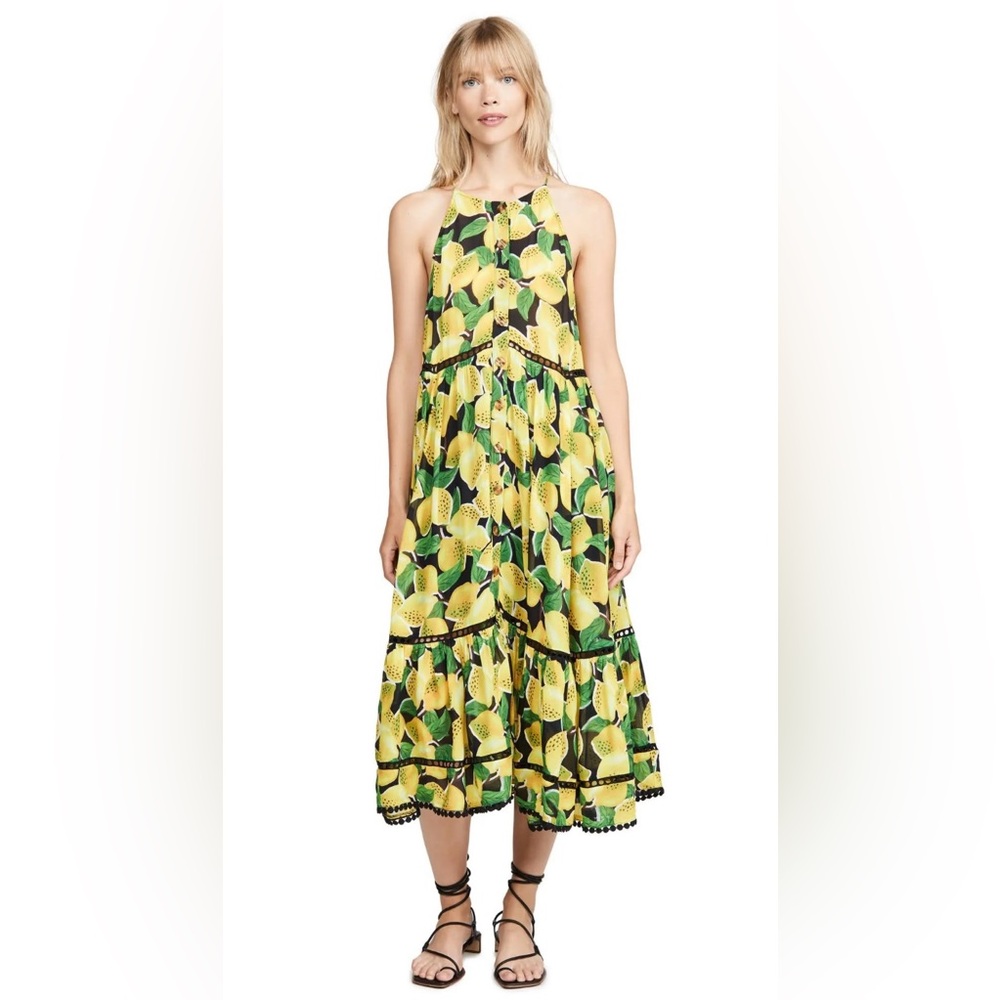 Farm Rio Lemon Print Maxi Dress